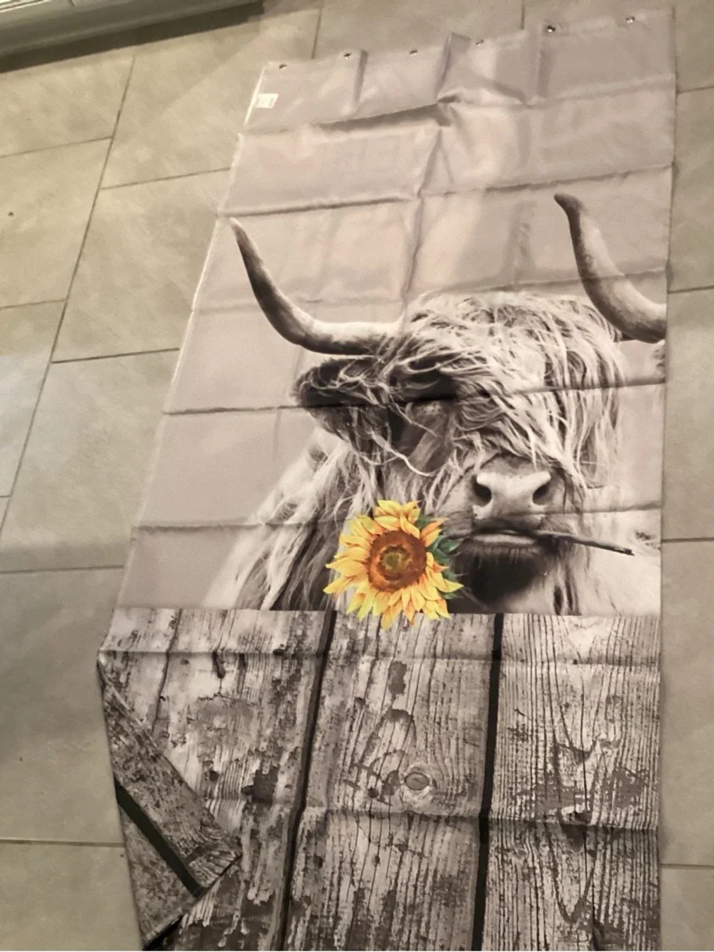 Shower Curtain Sunflower Highland Cow Wall Tapestry - 'Sweet Cheeks'